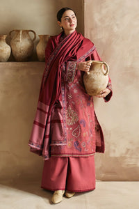 AB-035:Premium Dhanak Embroidered 3-Piece Unstitched Suit with Twill Shawl