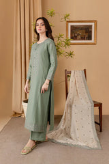 3 PC - EMBROIDERED DHANAK SUIT-AB171