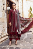 AB-012:“Unstitched Dhanak 3-Piece Set with Embroidered Front & Sleeves + Digital Printed Wool Shawl”