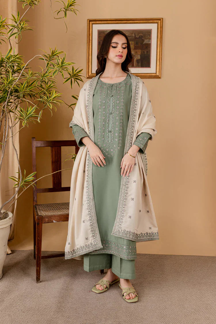 3 PC - EMBROIDERED DHANAK SUIT-AB171