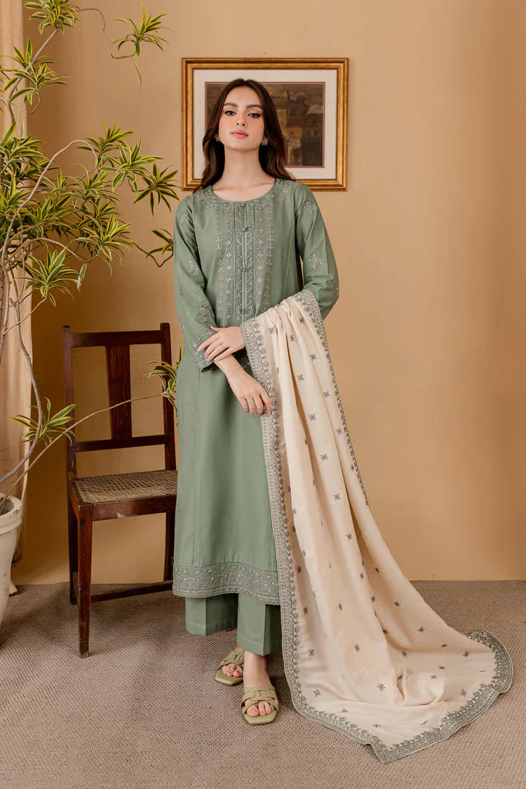 3 PC - EMBROIDERED DHANAK SUIT-AB171