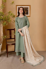 3 PC - EMBROIDERED DHANAK SUIT-AB171