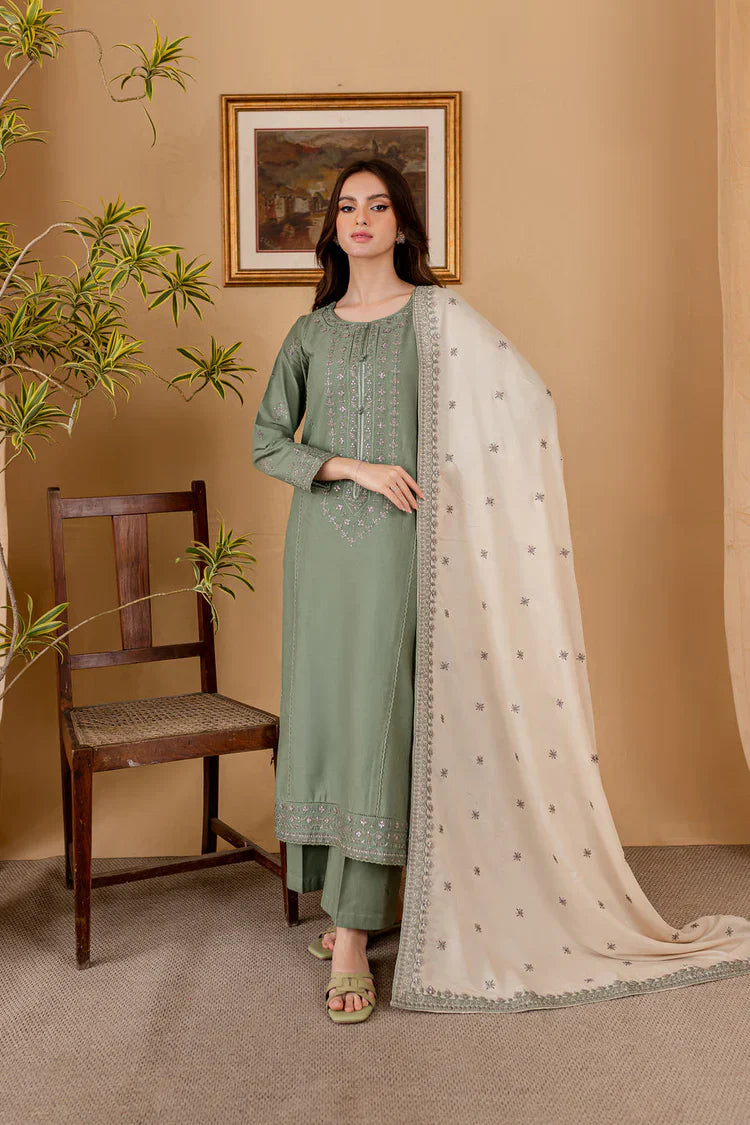 3 PC - EMBROIDERED DHANAK SUIT-AB171