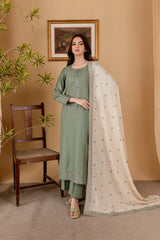 3 PC - EMBROIDERED DHANAK SUIT-AB171