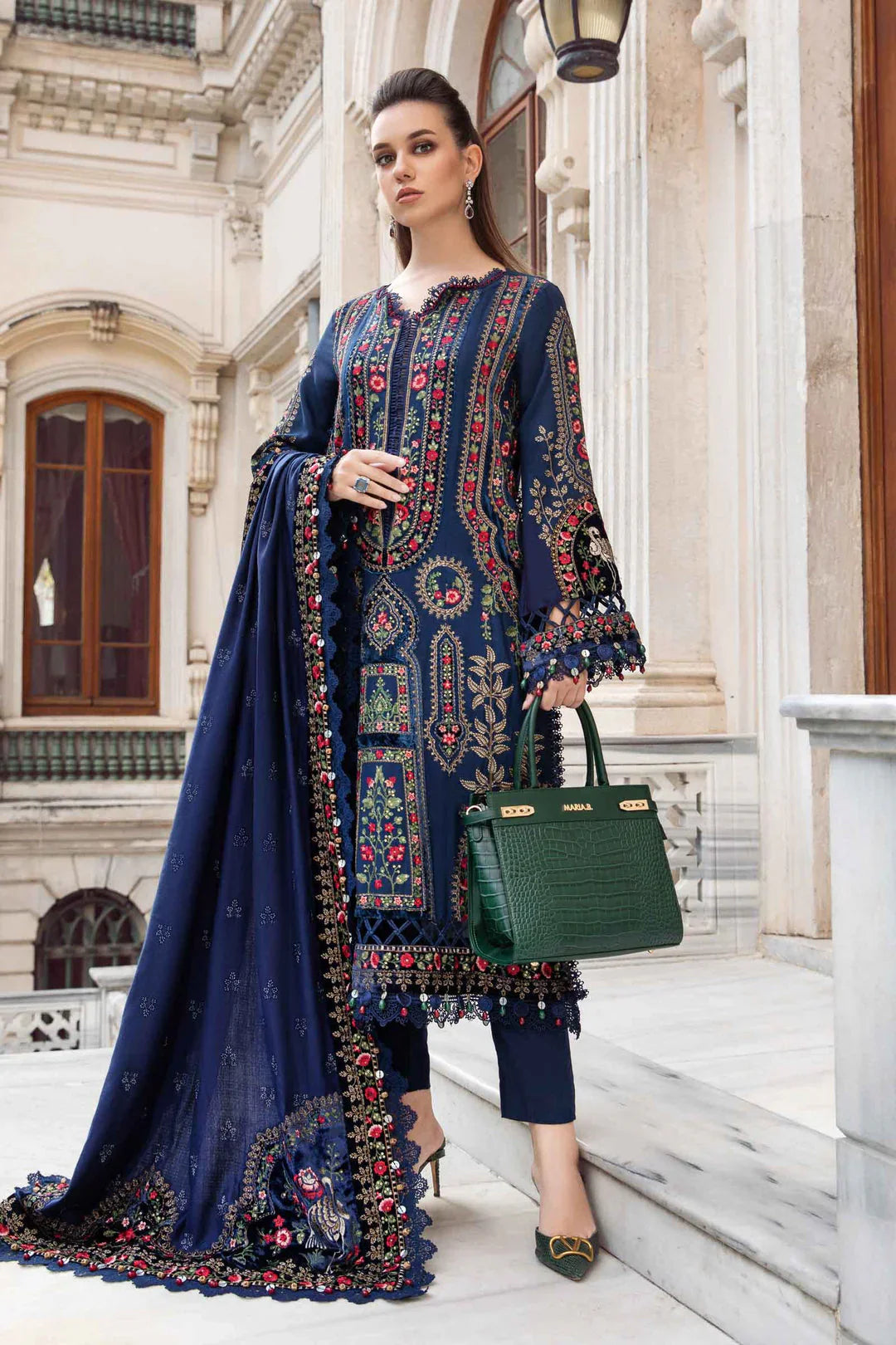 3 PC - EMBROIDERED DHANAK SUIT-AB161