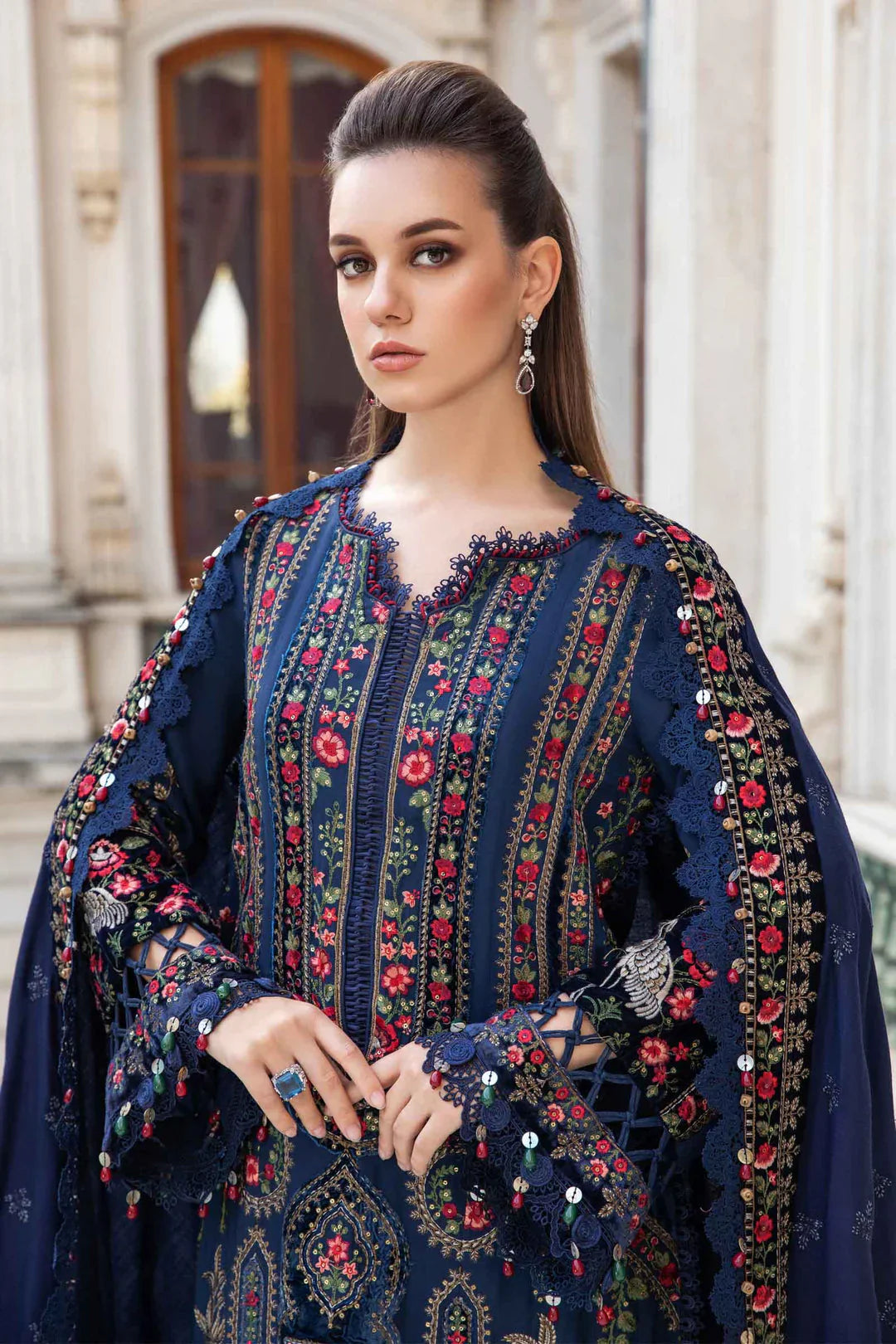3 PC - EMBROIDERED DHANAK SUIT-AB161