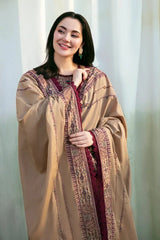 3PC DHANAK EMBROIDERED SHIRT WITH DHANAK EMBROIDERED SHAWL AND TROUSER