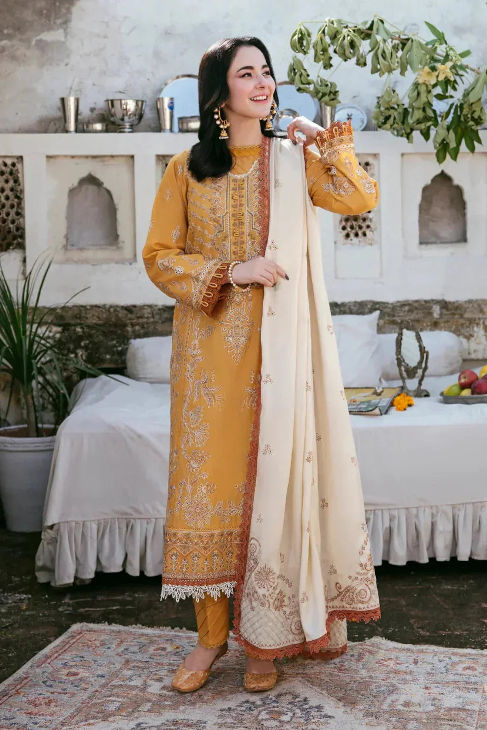 3 PC - EMBROIDERED DHANAK SUIT-AB167