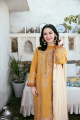 3 PC - EMBROIDERED DHANAK SUIT-AB167