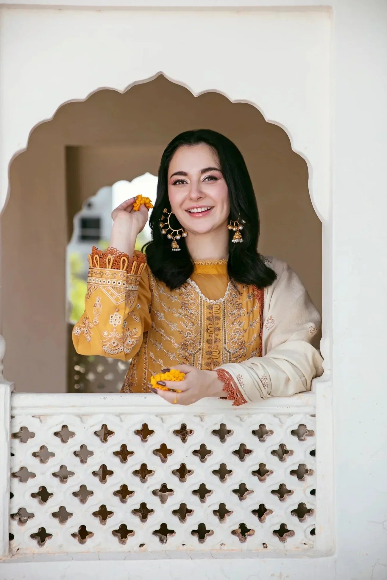 3 PC - EMBROIDERED DHANAK SUIT-AB167