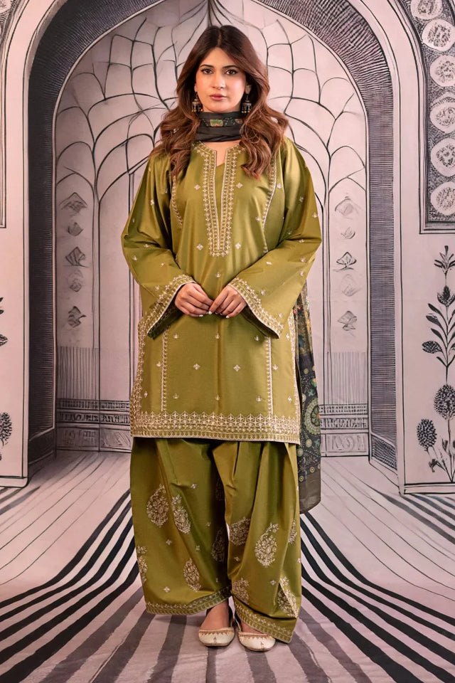 3PC Dhanak Suit – Stylish & Elegant Ensemble