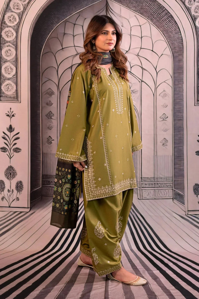 3PC Dhanak Suit – Stylish & Elegant Ensemble