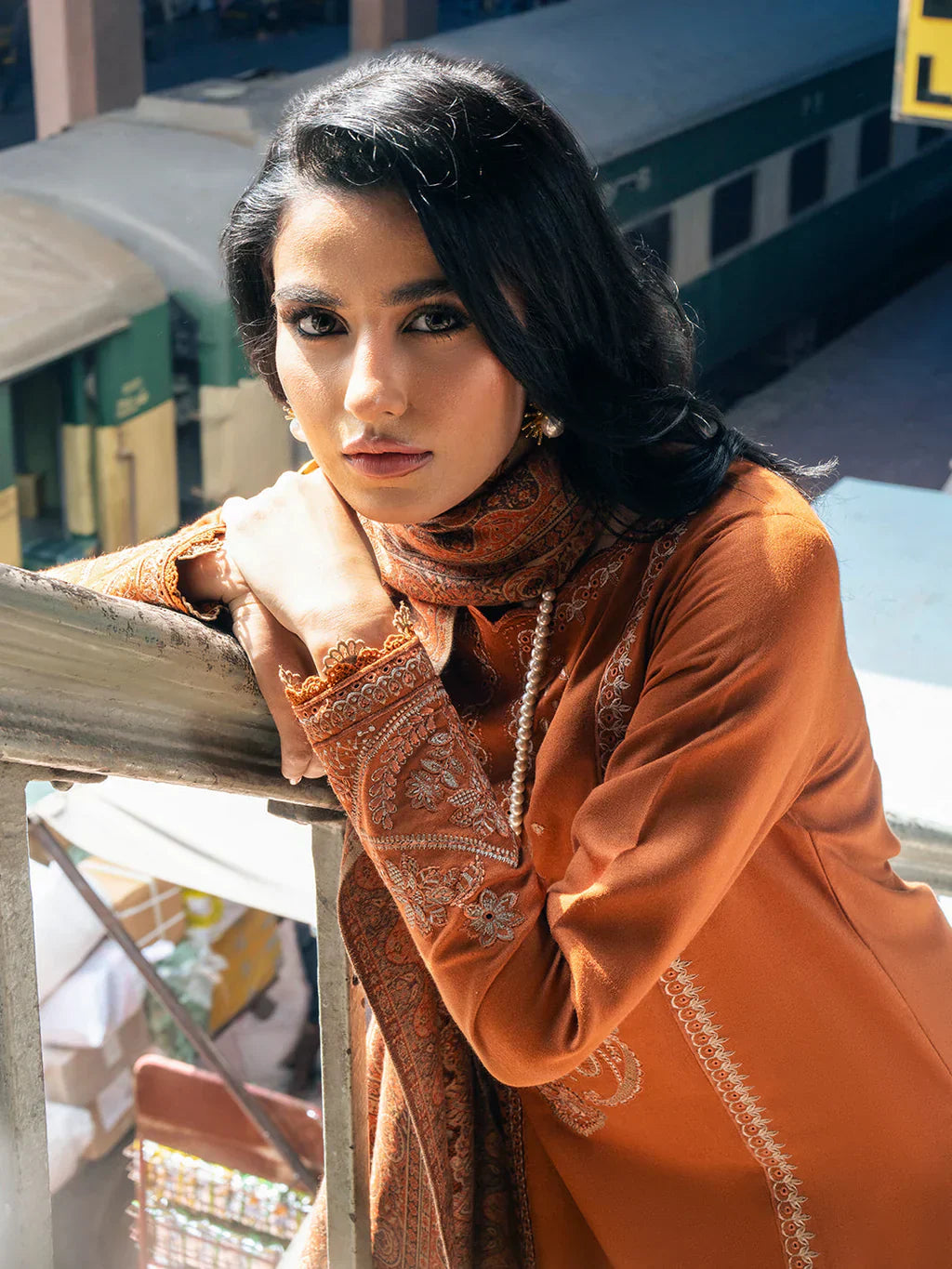 3 PC - EMBROIDERED DHANAK SUIT-AB165