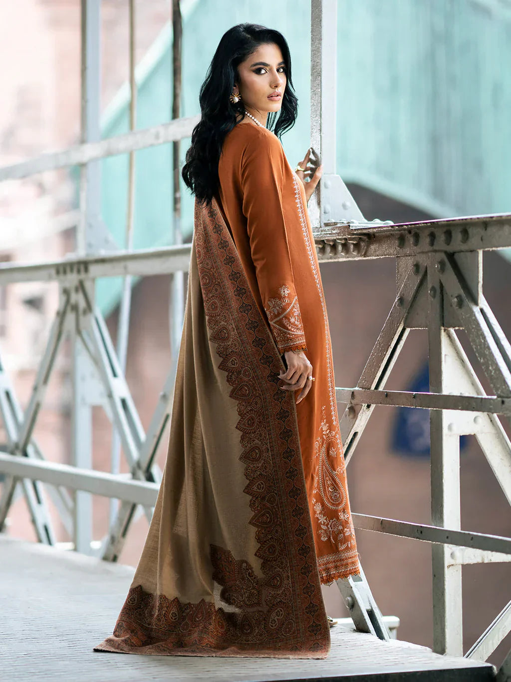 3 PC - EMBROIDERED DHANAK SUIT-AB165
