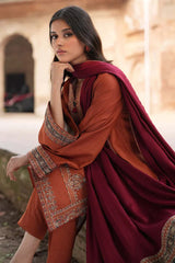 3 PC - EMBROIDERED DHANAK SUIT-AB159