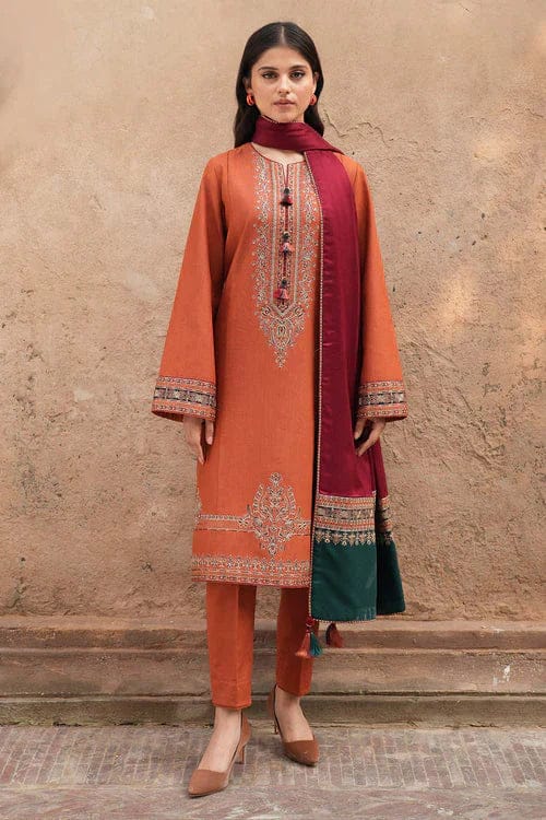 3 PC - EMBROIDERED DHANAK SUIT-AB159
