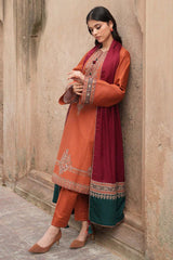3 PC - EMBROIDERED DHANAK SUIT-AB159