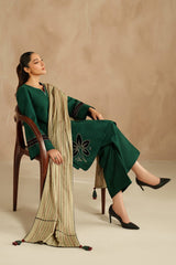 3 PC - EMBROIDERED DHANAK SUIT-AB157