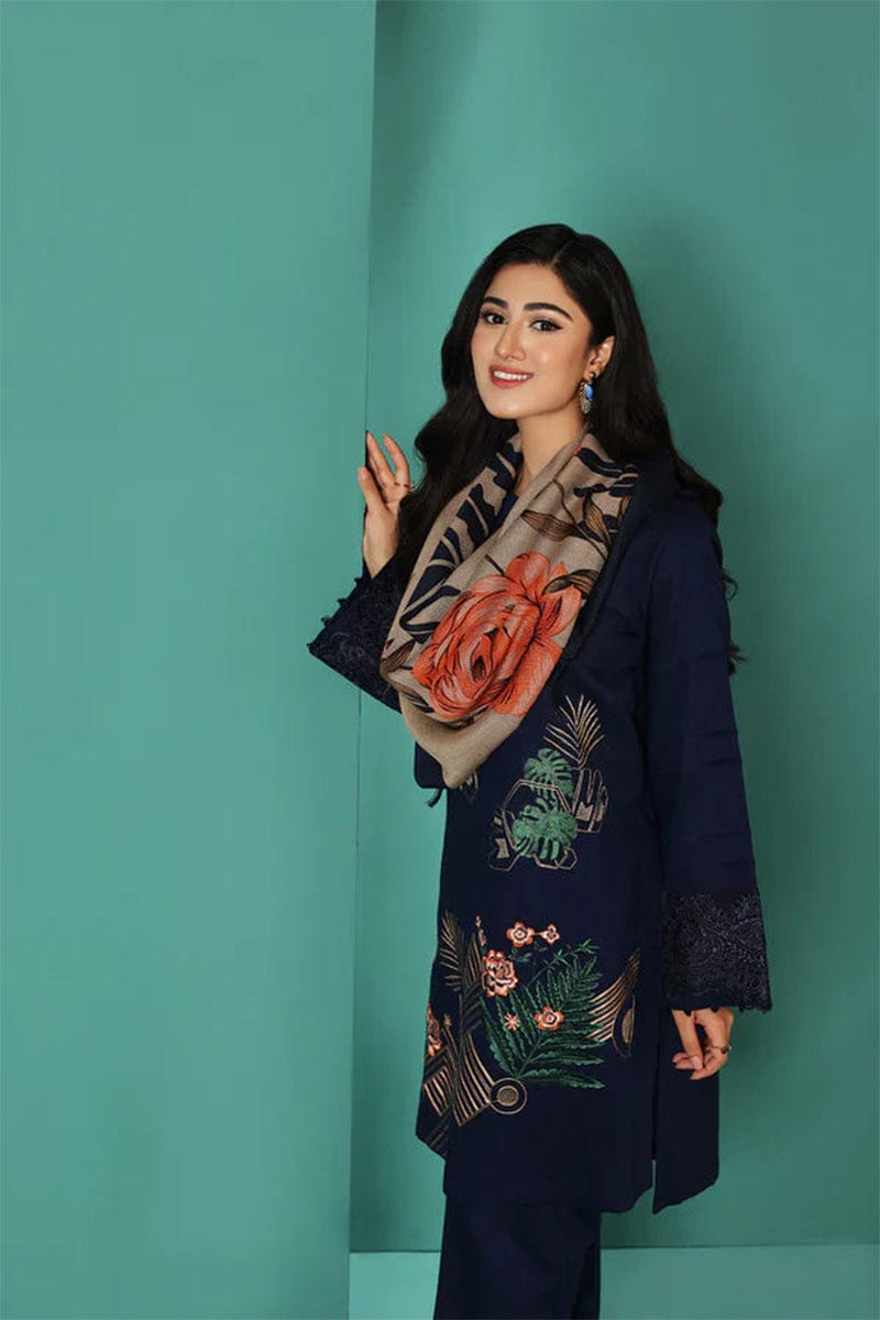 3PC Unstitched Embroidery Suit-HH20