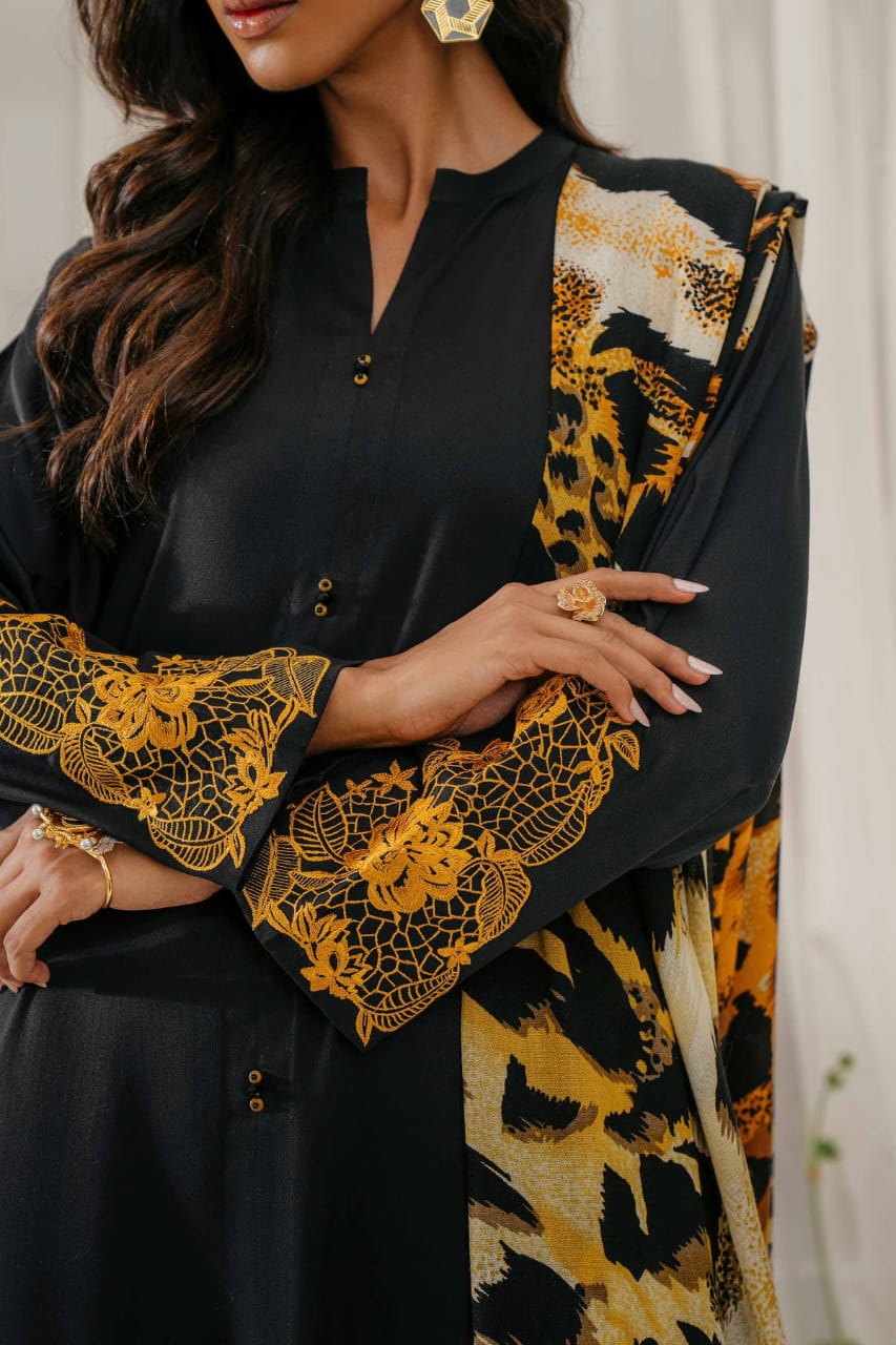 3PC Unstitched Embroidery Suit-HH21