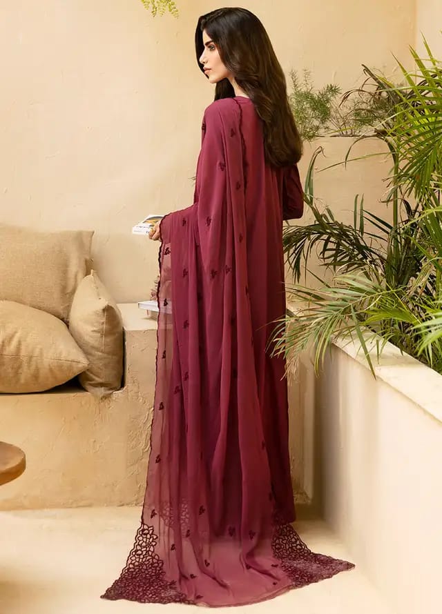 3 PC - EMBROIDERED DHANAK SUIT-AB152