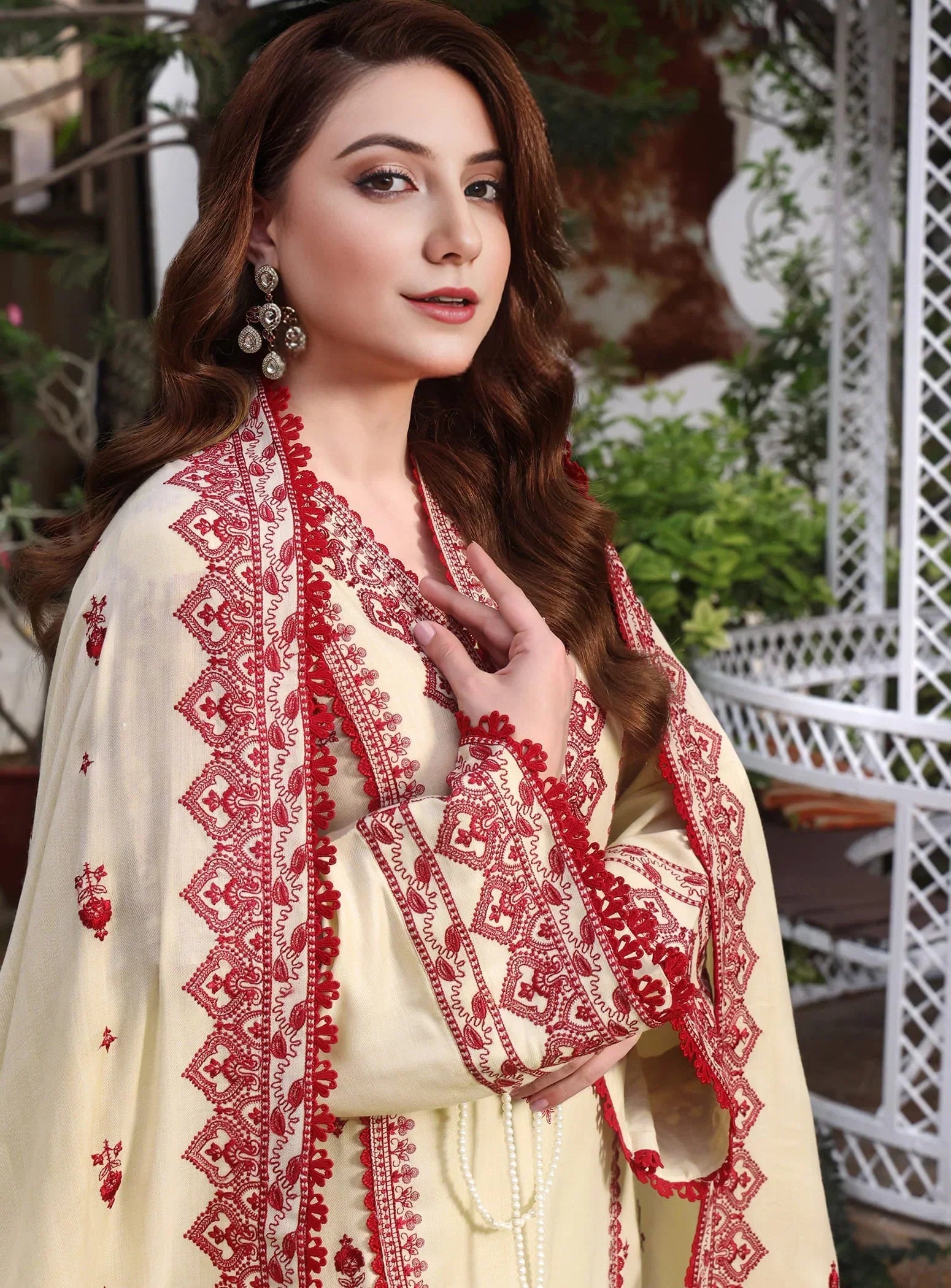 3 PC - EMBROIDERED DHANAK SUIT-AB150