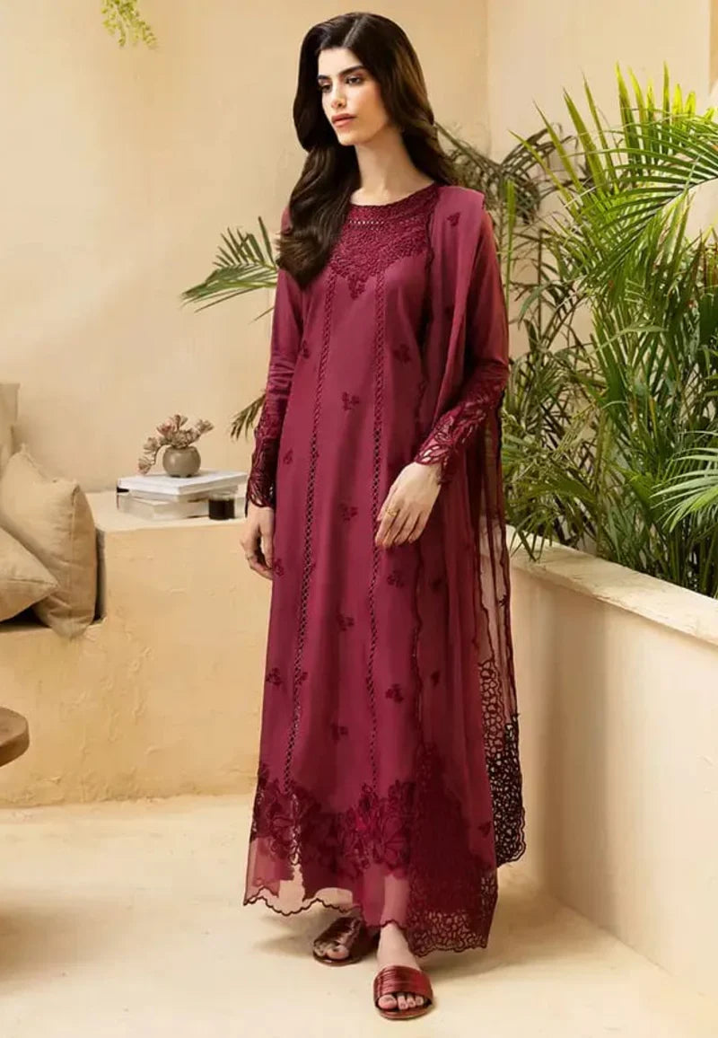 3 PC - EMBROIDERED DHANAK SUIT-AB152