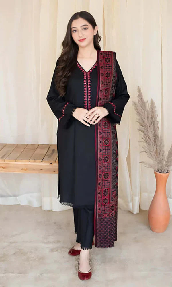 3PC Unstitched   Embroidered Suit-AB37
