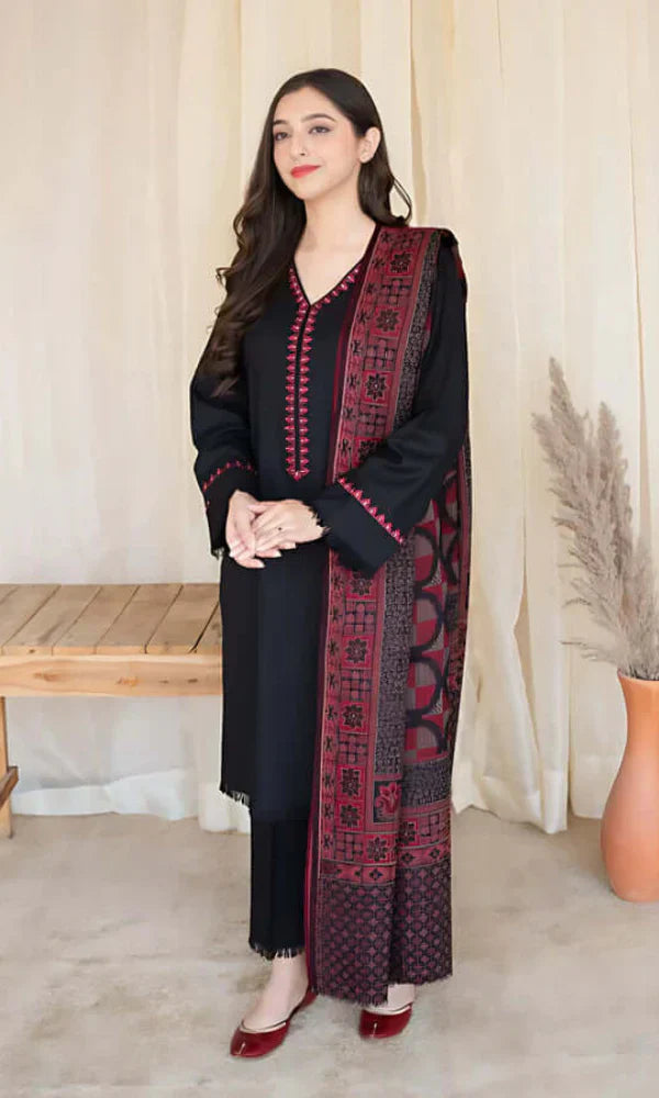 3PC Unstitched   Embroidered Suit-AB37